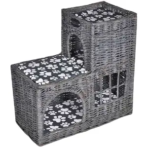 vidaXL Arbre/maison/château à chat avec coussin Saule pas cher