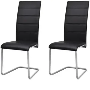 vidaXL Chaises à manger cantilever lot de 2 noir similicuir pas cher