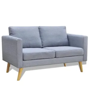 vidaXL Canapé à 2 places Tissu Gris clair