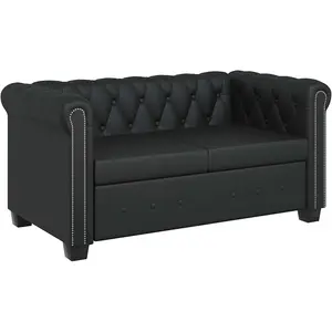 vidaXL Canapé Chesterfield à 2 places Cuir synthétique Noir