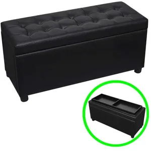 Comparateur de prix : vidaXL Pouf de rangement Cuir synthétique Noir