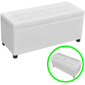 Comparateur de prix : vidaXL Pouf de rangement Cuir synthétique Blanc