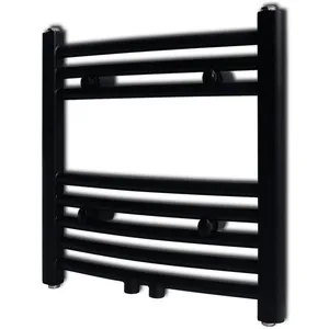 Comparateur de prix : vidaXL Sèche-serviettes eau chaude à rails incurvés noir 480 x 480 mm
