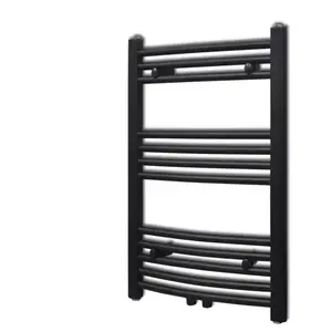 Comparateur de prix : vidaXL Sèche-serviettes eau chaude à rails incurvés noir 500 x 764 mm