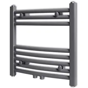 vidaXL Sèche-serviettes eau chaude à rails incurvés gris 480 x 480 mmVendu paramazon