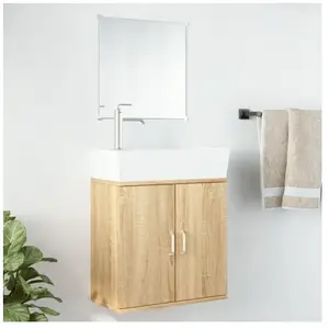 Comparateur de prix : vidaXL Ensemble de meubles salle de bain 2 pcs chêne bois d'ingénierie