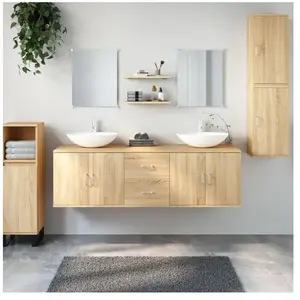 Comparateur de prix : vidaXL Ensemble de meubles salle de bain 7 pcs chêne bois d'ingénierie