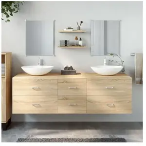Comparateur de prix : vidaXL Ensemble de meubles salle de bain 5 pcs chêne bois d'ingénierie