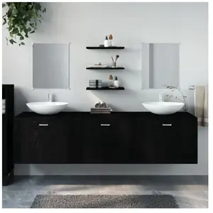 vidaXL Ensemble de meubles salle de bain 6 pcs noir bois d'ingénierie pas cher