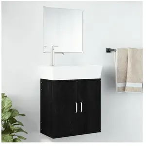 Comparateur de prix : vidaXL Ensemble de meubles salle de bain 2 pcs noir bois d'ingénierie
