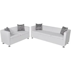 Comparateur de prix : vidaXL Jeu de canapé à 2 places et à 3 places Cuir synthétique Blanc