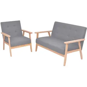 vidaXL Ensemble de canapés 2 pcs Tissu Gris clair
