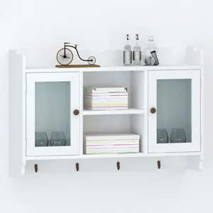 Comparateur de prix : vidaXL Vitrine murale avec étagère de Livre / DVD / Verre en MDF Blanc