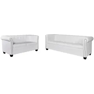 vidaXL Jeu de canapé à 2 places et à 3 places Cuir synthétique Blanc pas cher