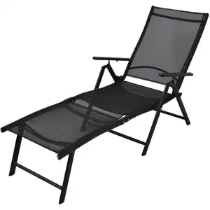 vidaXL Chaise longue pliable Aluminium Noir pas cher