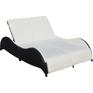 Comparateur de prix : vidaXL Chaise longue double avec coussin Résine tressée Noir