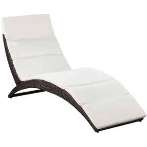 Comparateur de prix : vidaXL Chaise longue pliable avec coussin Résine tressée Marron