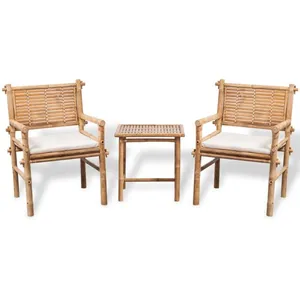 Comparateur de prix : vidaXL Mobilier de bistro 3 pcs avec coussins Bambou