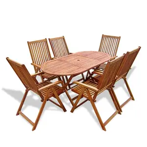 vidaXL Mobilier à dîner d'extérieur 7 pcs en Bois d'acacia solide pas cher
