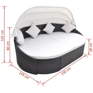 Comparateur de prix : vidaXL Chaise longue de jardin avec auvent Résine tressée Marron
