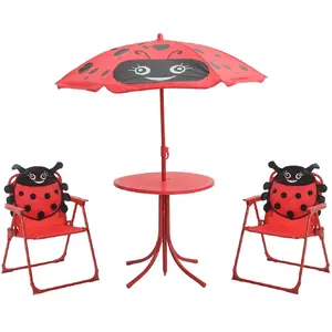 vidaXL Jeu de bistro avec parasol pour enfants 3 pcs Rouge pas cher