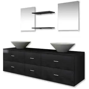 Comparateur de prix : vidaXL Mobilier de salle de bain avec lavabo 7 pcs Noir