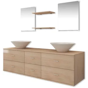 Comparateur de prix : vidaXL Mobilier de salle de bain avec lavabo 7 pcs Beige