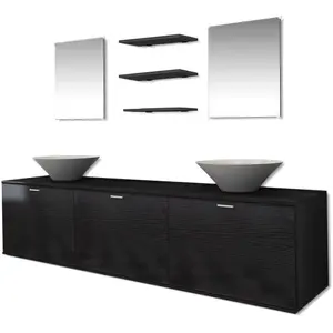 Comparateur de prix : vidaXL 8 pièces de mobilier de salle de bain et lavabo Noir