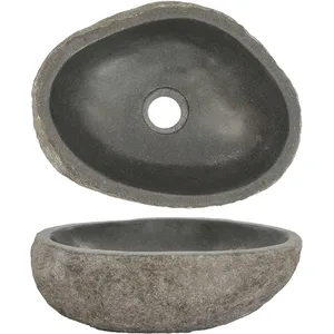 vidaXL Lavabo en Pierre de Rivière Ovale 30-37 cm Vasque Lave-Main ToiletteVendu paramazon