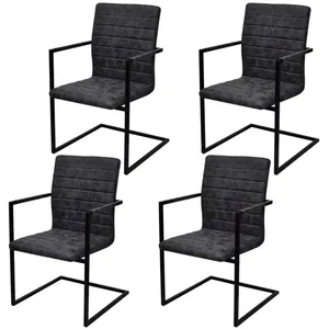 Comparateur de prix : vidaXL Chaises à manger cantilever lot de 4 noir similicuir