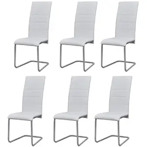 vidaXL Chaises à manger cantilever lot de 6 blanc similicuir pas cher