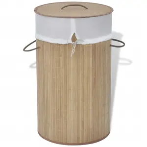 vidaXL Panier à linge rond Bambou naturel pas cher