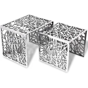 Comparateur de prix : vidaXL Table auxiliaire carrée 2 pièces Aluminium Argenté