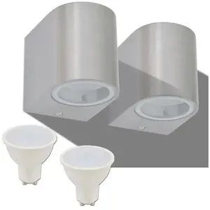 Comparateur de prix : vidaXL Applique murale LED d'extérieur 2 pièces Ronde vers le bas