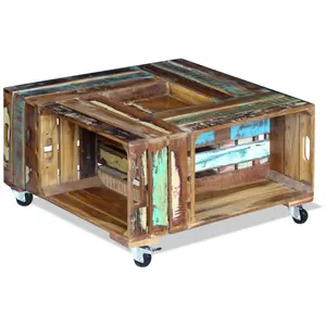 Comparateur de prix : vidaXL Table basse Bois de récupération massif 70 x 70 x 35 cm