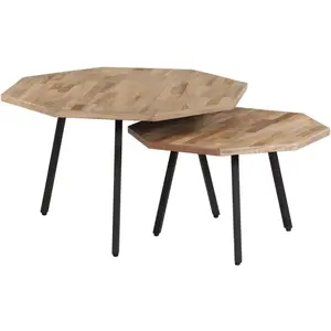 vidaXL Ensemble de table basse 2 pcs Hexagonal Teck recyclé pas cher