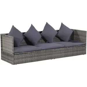 vidaXL Lit de jardin Gris 200x60 cm Résine tressée