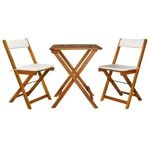 Comparateur de prix : Vidaxl - Meuble de bistro pliable 3 pcs et coussins Bois d'acacia solide
