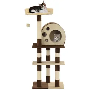 vidaXL Arbre à chat avec griffoirs en sisal 127 cm Beige et marron pas cher