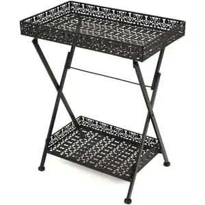 vidaXL Table à thé pliante Style vintage Métal 58 x 35 x 72 cm Noir