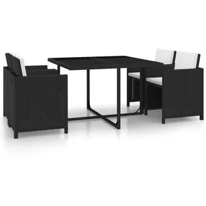 Comparateur de prix : vidaXL Salon de jardin encastrable 5 pcs et coussins Rotin Noir
