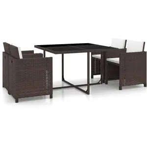 vidaXL Salon de jardin encastrable 5 pcs avec coussins Rotin Marron pas cher