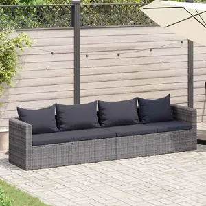 Comparateur de prix : vidaXL Meuble de jardin 4 pcs avec coussins Gris Résine tressée
