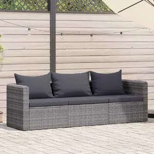 Comparateur de prix : vidaXL Meuble de jardin 3 pcs avec coussins Gris Résine tressée