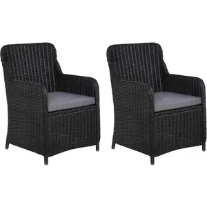 vidaXL 2 pcs Chaises d'extérieur avec coussins Résine tressée Noir pas cher