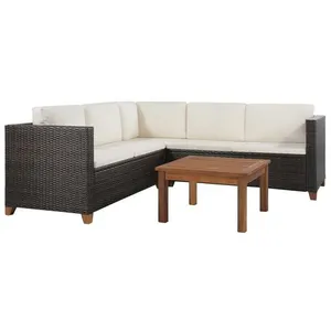 Comparateur de prix : vidaXL Salon de jardin 4 pcs avec coussins Résine tressée Marron