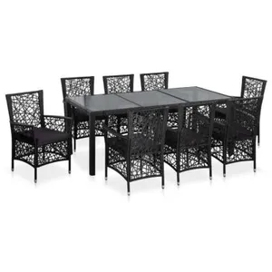 Vidaxl - Salon de jardin au style contemporain Noir 190x90x75 cm pas cher