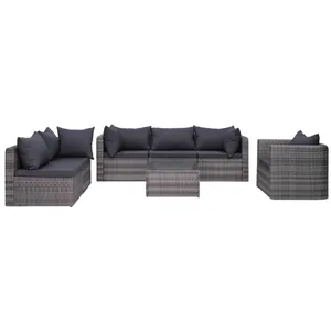 vidaXL Meuble de jardin 7 pcs et coussins et oreillers Résine tressée