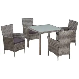 Comparateur de prix : vidaXL Mobilier à dîner de jardin 5 pc et coussins Résine tressée Gris
