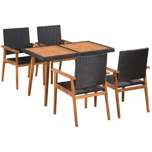 vidaXL Mobilier à dîner de jardin 5 pcs Résine tressée Noir et marron pas cher